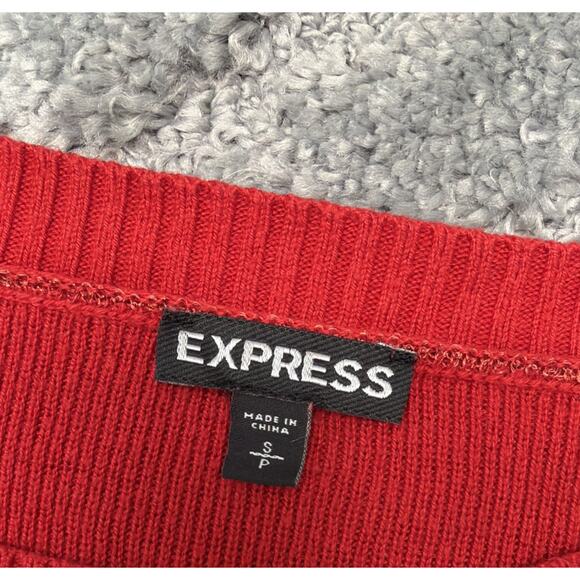 Express Womens Sweater Size S Red Long Sleeve Pullover Minimalist - Picture 3 of 6